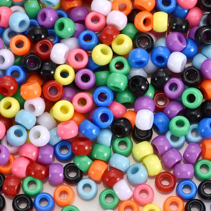 1100Pcs Red Pony Beads 6x9mm Large Hole Plastic Hair Beads for Braids, Kandi Bracelets, Keychains, Jewelry Making