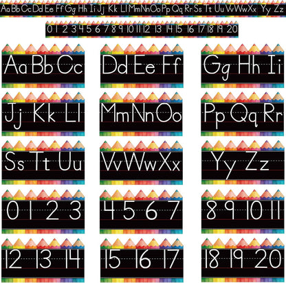 Alphabet for Classroom Wall - 15 PCS Crayon ABC Manuscript Alphabet Line for Classroom Wall Alphabet Bulletin Board Set for Pre School Elementary Classroom Homeschool, Playroom Bedroom Decorations