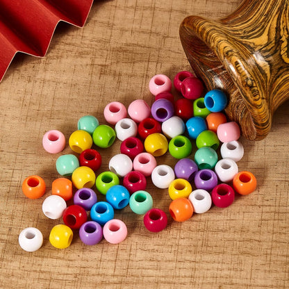 160pcs 12mm Plastics Acrylic Beads Mix 10 Color Large Hole Hair Beads(Hole:5.5mm)