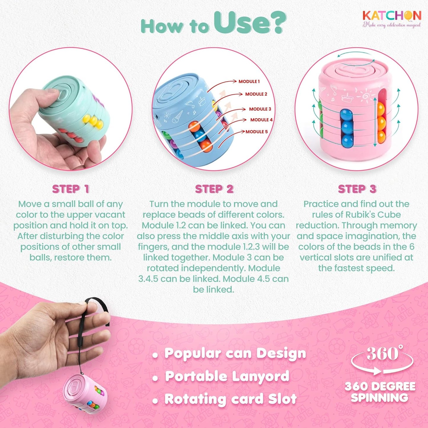 KatchOn, Rotating Fidget Toys – Pack of 12 | Magic Bean Brain Teaser Puzzle Cube, Pinata Stuffers for Kids | Fidget Spinners Party Favors for Kids, Adults | Classroom Prizes Goodie Bag Stuffers