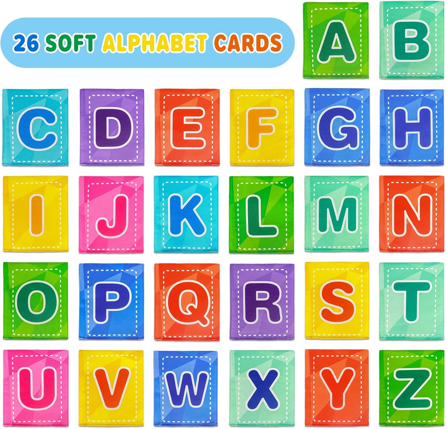 Dr.Rapeti Soft Alphabet Cards, 26pcs ABC Alphabet, 26 Letters Flash Cards with Storage Bag Washable Non-Toxic, Early Learning Toy, Baby Bath Toy for Baby Infant Toddler Kids