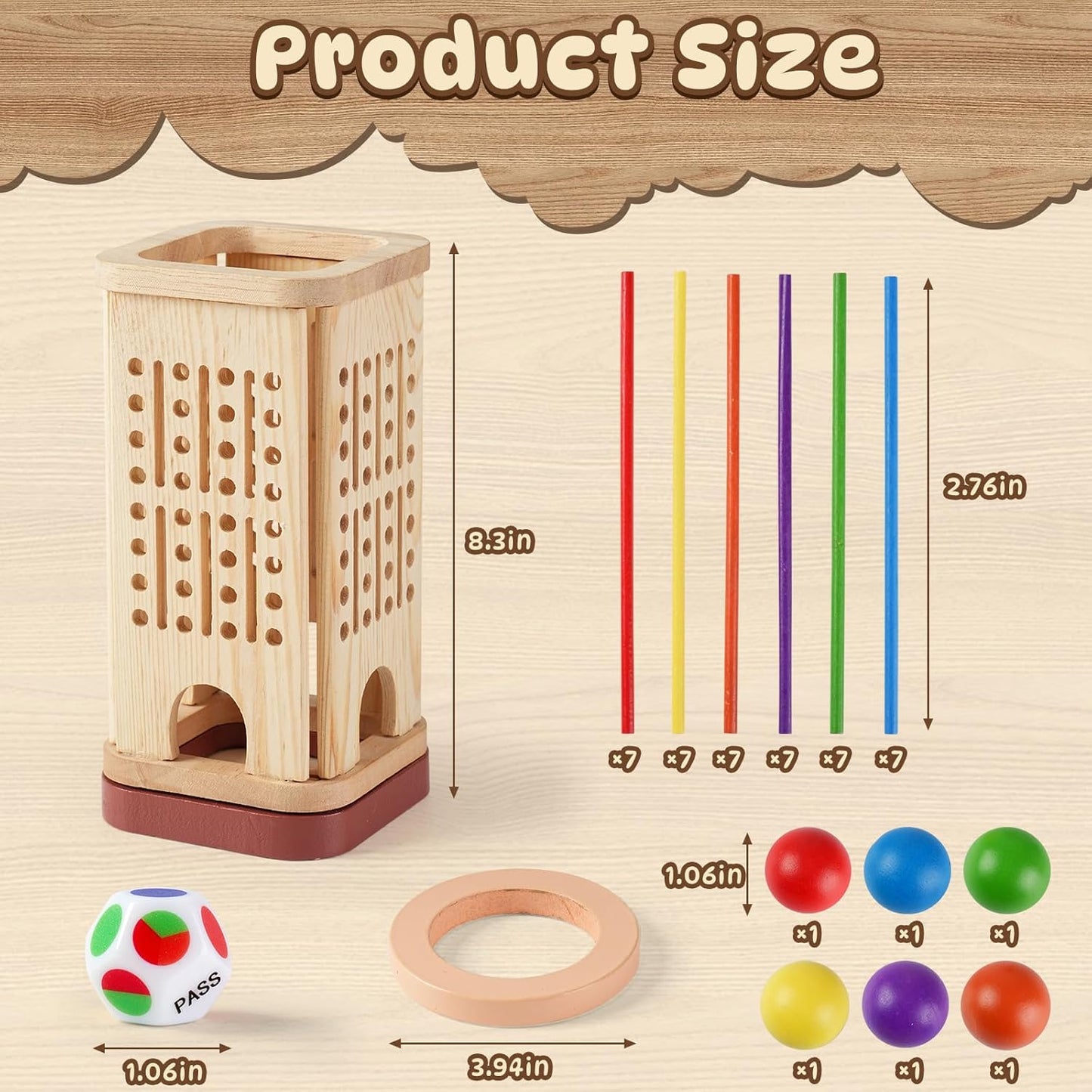 Montessori Game Wooden Board Game, Multiplayer for Kids 4-8, Math Educational, Fine Motor Skill Toy for Girls Boys, Classic Fun Games for Age 3 4 5 6 7 8 Girls Boys Gifts (Storable)