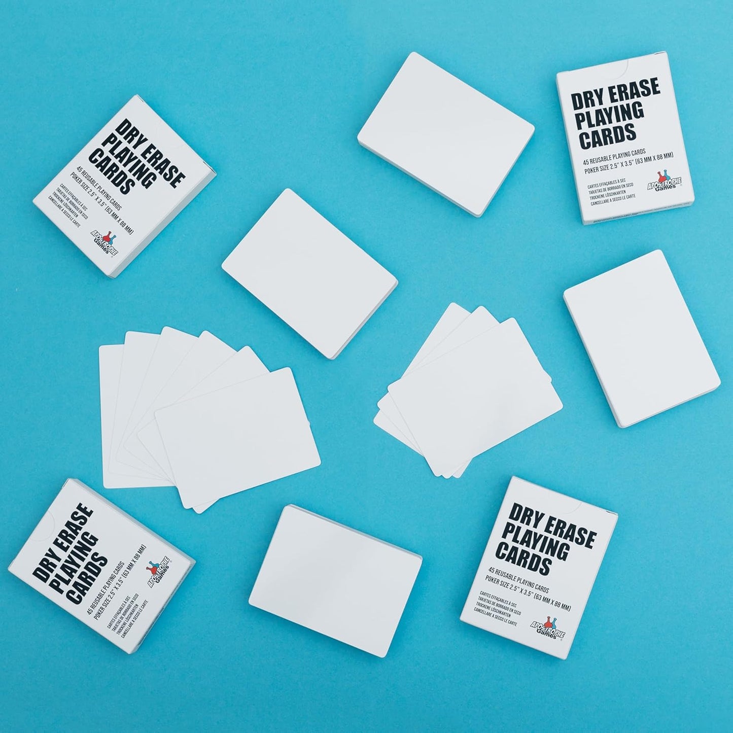 Apostrophe Games Dry Erase Blank Playing Cards w/Box, Poker Size - 2.5" x 3.5", 45 Reusable Cards, Flashcards, Board Game & Note Cards