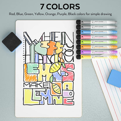 Nicpro Dry Erase Board with Lines 12 x 16 in, 2 Pack Kid Double Sided Lined White Board Dry Erase with 8 Pens, 2 Eraser, Small Learning Whiteboards for Kids, Students, Homeschool Essentials Supplies