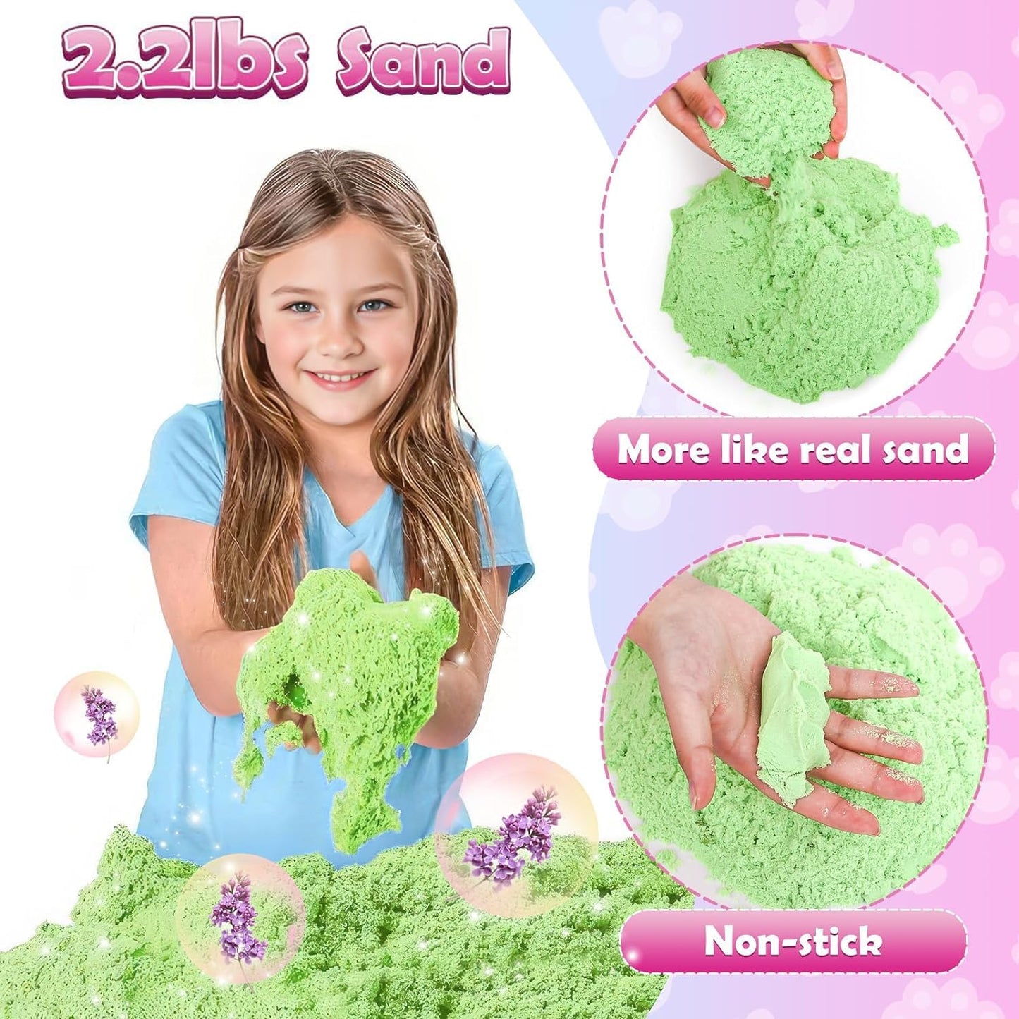 Lorfancy Dog Sandbox Toys Kids Play Sand Kit Toddler Sensory Bin Toy 2.2lbs Sand Pet Dog Figures Care Role Pretend Play Beach Toy Birthday Gift for Girls Boys 3 4 5 6 7 8 Years Old