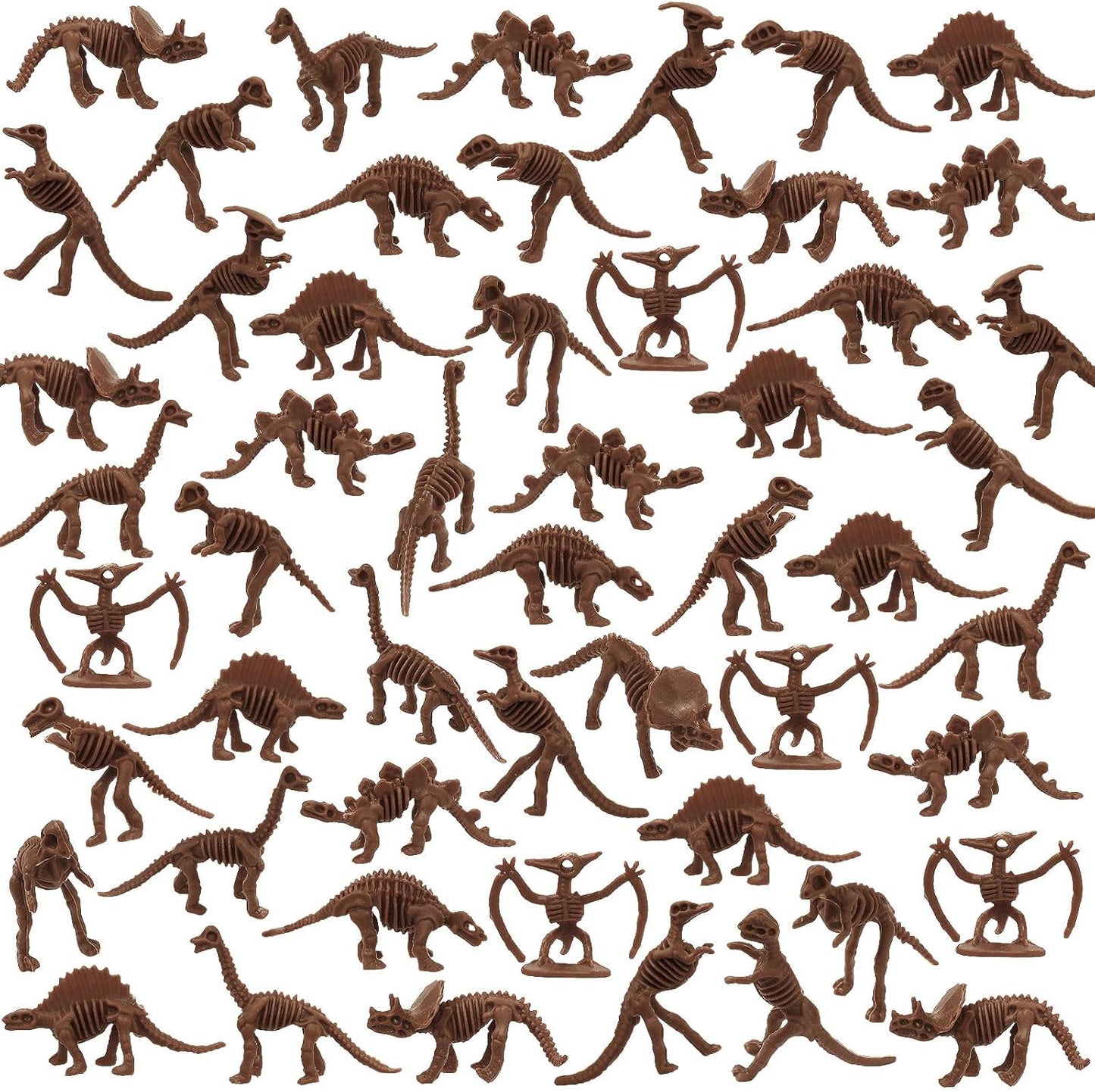 60 PCS Dinosaur Fossil Skeletons, Assorted Dinosaur Skeleton Toys Figures for Science Play Dino Sand Dig Party Favor Decorations