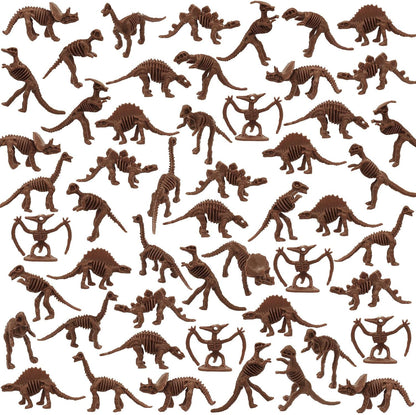 60 PCS Dinosaur Fossil Skeletons, Assorted Dinosaur Skeleton Toys Figures for Science Play Dino Sand Dig Party Favor Decorations