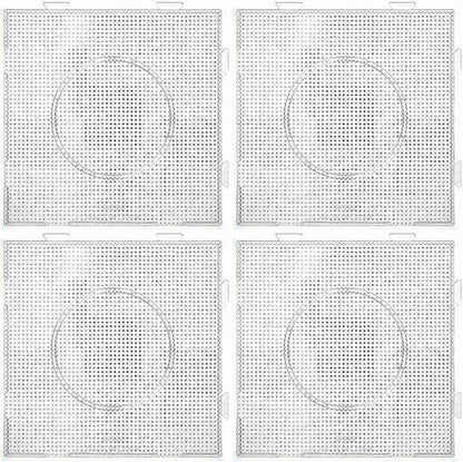 4pcs - 2.6mm Mini Fuse Beads Boards, Large Clear Pegboards Kits, with Gift 4 Lroning Paper (4)
