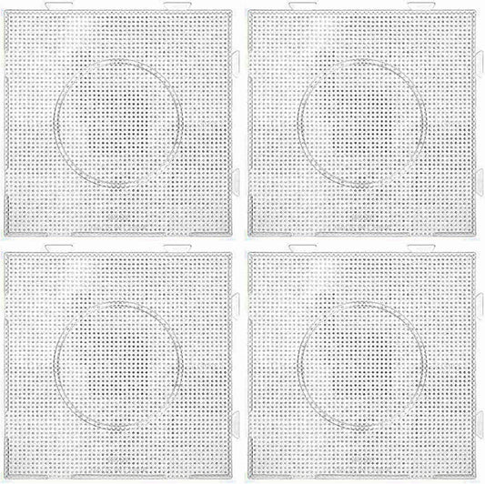 4pcs - 2.6mm Mini Fuse Beads Boards, Large Clear Pegboards Kits, with Gift 4 Lroning Paper (4)