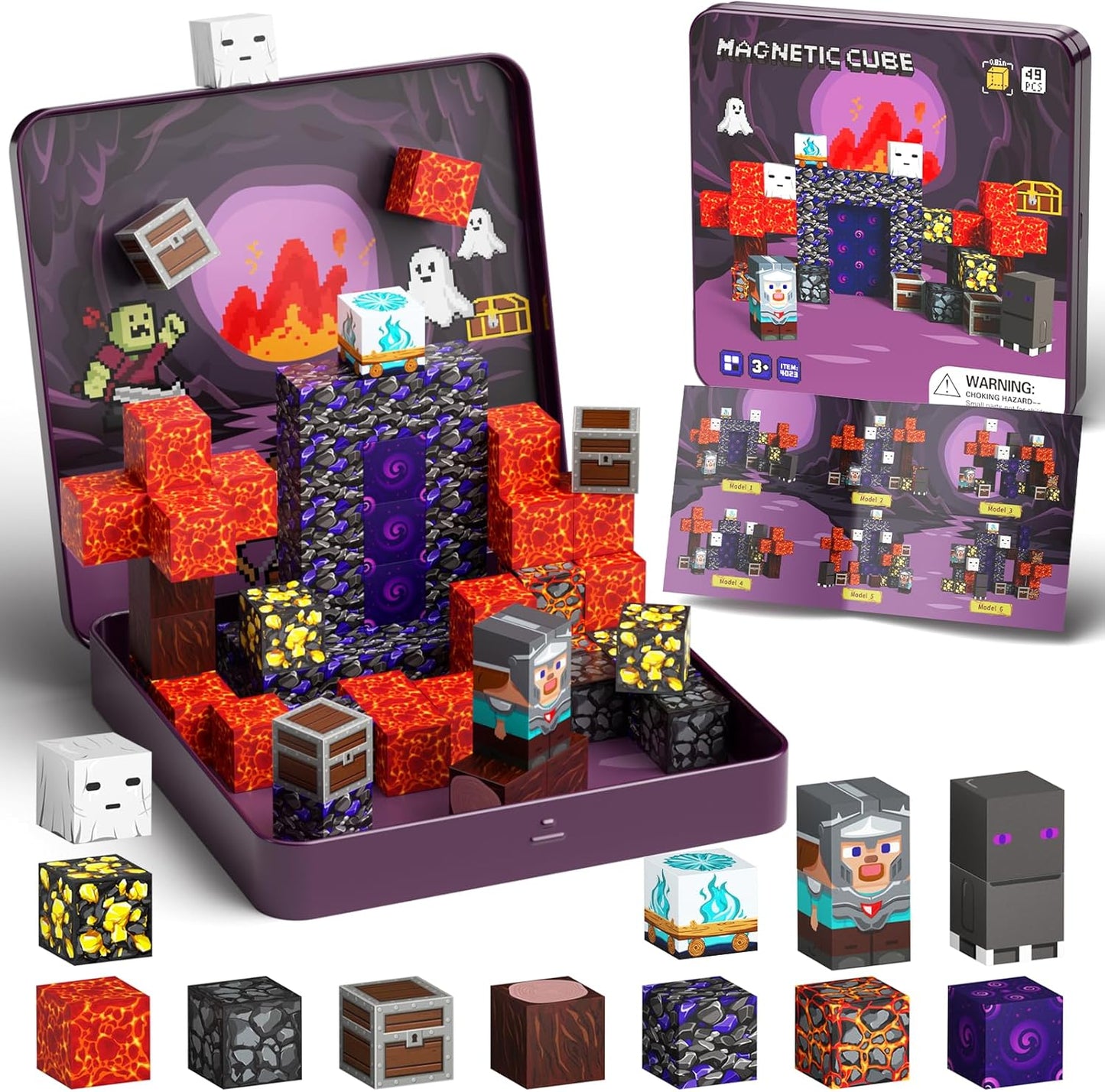 WMXDU Magnetic Blocks with Magnet Box-35PCS Magnet Cubes, Magnetic Tiles Kids Build Cubes Travel Game Toys, Road Trip ‌Sensory Toy Christmas Birthday Gifts for Boys & Girls Ages 3
