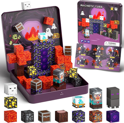 WMXDU Magnetic Blocks with Magnet Box-35PCS Magnet Cubes, Magnetic Tiles Kids Build Cubes Travel Game Toys, Road Trip ‌Sensory Toy Christmas Birthday Gifts for Boys & Girls Ages 3