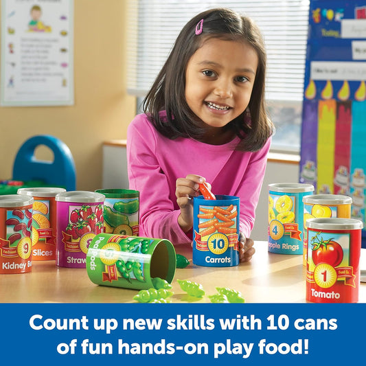 Learning Resources One To Ten Counting Cans - 65 Pieces, Ages 3+, Toddler Activities, Preschool Pretend Play, Supermarket Food Toys