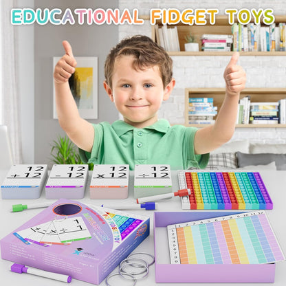 COOVA Math Games for Kids - Math Flash Cards - Interactive Practice Kit Pop It Practice with Addition, Subtraction, Multiplication & Division - Ideal for Learning and Skill Building.