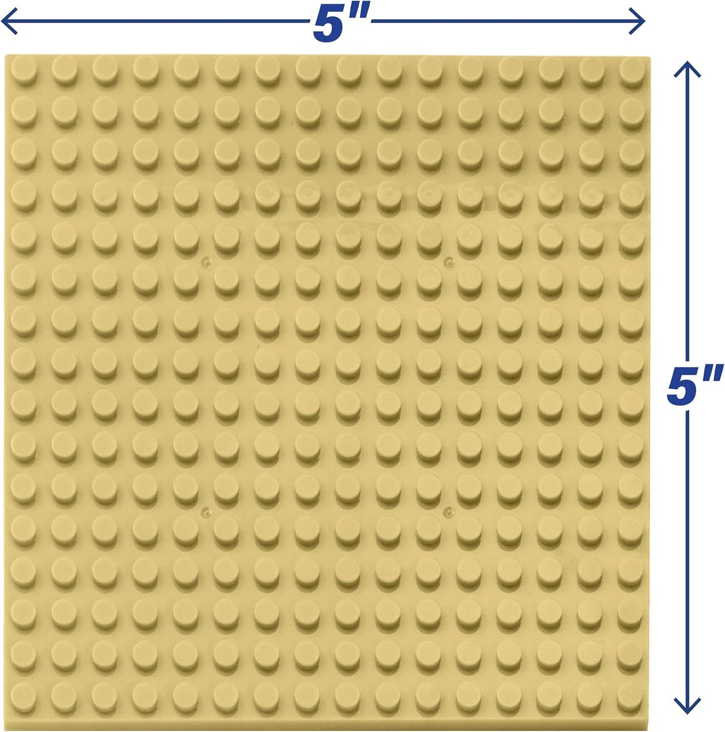 Classic Baseplates for Building Bricks - Set of 10 Sand 5"x5" Building Plates- Dual Connectivity, Build on Both Sides- Compatible, Tight Fit w Major Brands- Creative STEM Toy & Kids Bday Gift (Sand)