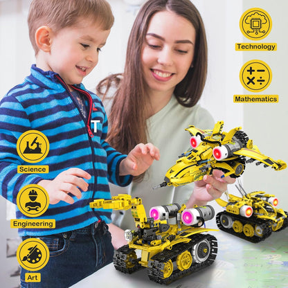 5 in 1 STEM RC Robot Building Kit, 673PCS Remote & App Controlled Jets Building Blocks Set, Robotic Technic Creative Toys, DIY Build Learning for Boys Girls Age 6 7 8 9 10 11 12
