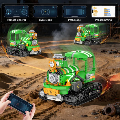 QHECTTY STEM Robot Building Kits for Kids 6-14, 5in1 Remote & APP Controlled STEM Tractor/Frog/Robot Building Toys, 732 Pcs Educational Building Block Sets for Kids, Erector Sets Gifts for Boys Girls