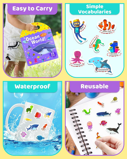 Benresive Reusable Sticker Books for Toddlers, Fun Travel Stickers for Kids, Toddler Sticker Book, Crafts Activities for Toddlers, 3 and Up Birthady Gifts - Vehicle