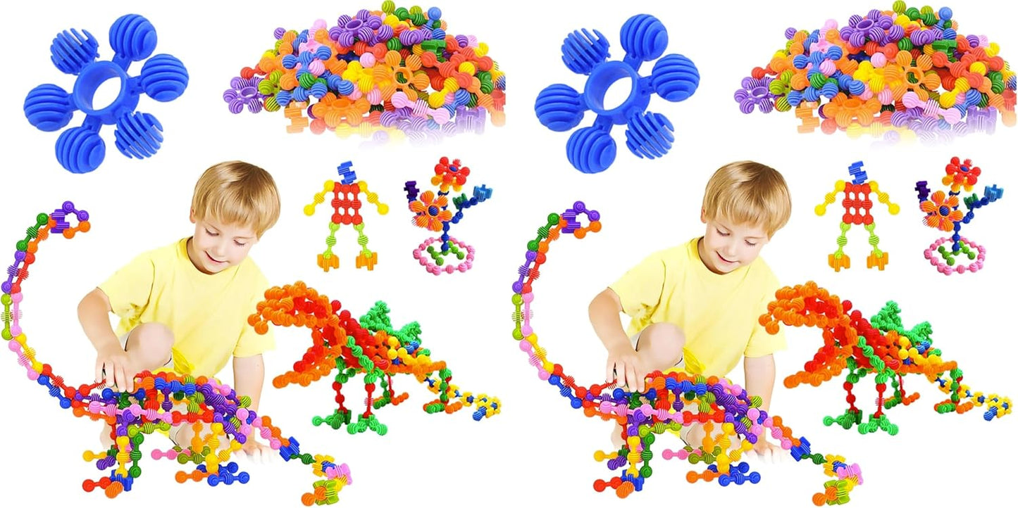 Kids Building Blocks STEM Toys, 120 PCS Plastic Gear Interlocking Sets That Bends - Safe Material - Toddler Educational Toy for Girls and Boys Aged 3+