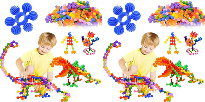 Kids Building Blocks STEM Toys, 120 PCS Plastic Gear Interlocking Sets That Bends - Safe Material - Toddler Educational Toy for Girls and Boys Aged 3+