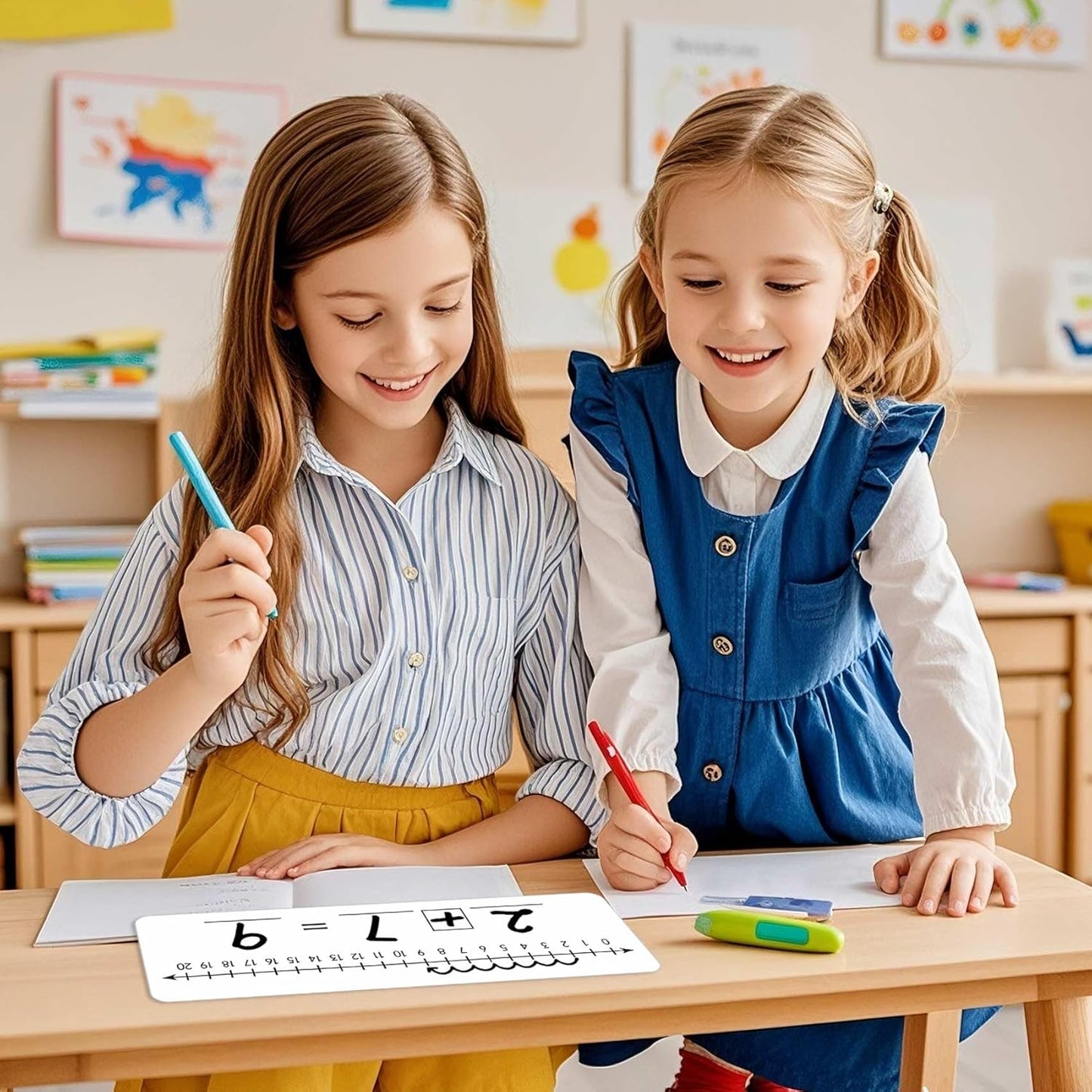 10 Pcs Number Line Dry Erase Boards Cards, Double Sided Writable and Erasable Board 0-10 on One Side 0-20 on Other Side Math Teaching Homeschool Supplies for Students, Classroom Must Haves (4” x 12”)