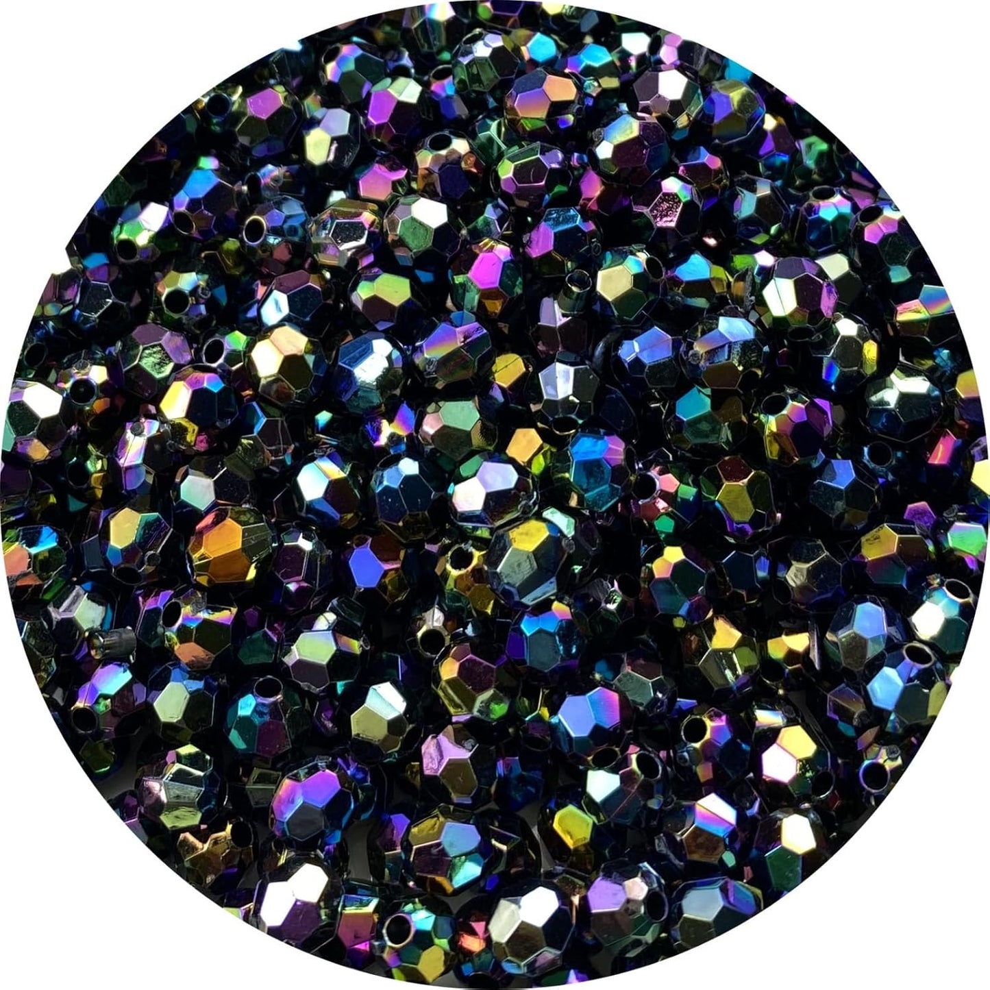200 PCS 10mm Acrylic Faceted Spacer Beads AB Color Glossy Round Loose Beads for Jewelry Making Bracelet Necklace Earring Ornament Wind Chimes Key Chains(Deep Purple AB)