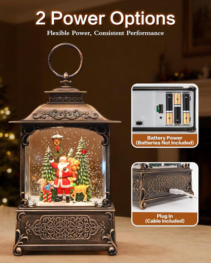 Extra Large Christmas Snow Globes Christmas Lantern, 12.99" Musical Snow Globe with 8 Songs, Santa Snowglobe for Kids Adults, 6H Timer Dual Power, Lighted Christmas Decorations Indoor Gifts