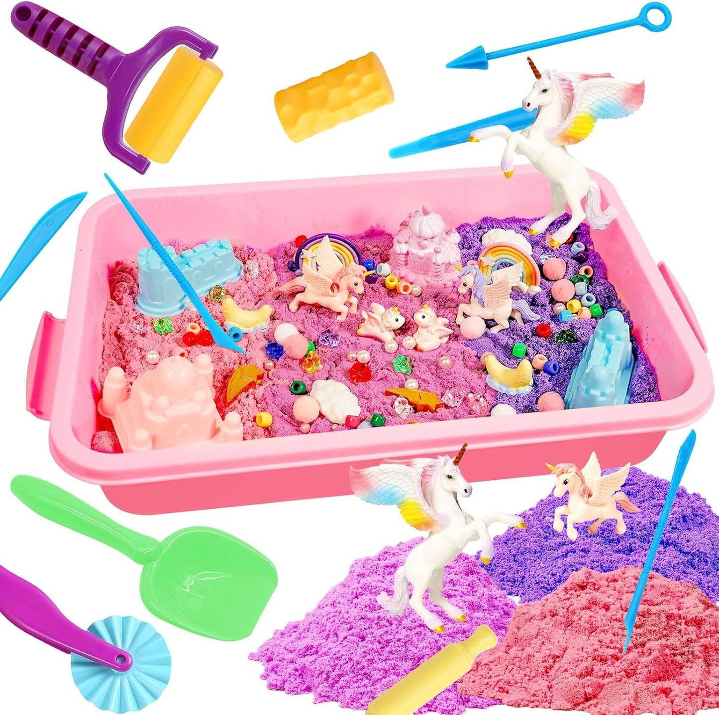 Bbiamsleep Ice Cream Sensory Bin, 61 Pcs Ice Cream Sensory Bin Fillers with 11 Mould 9 Tools for Home Decor