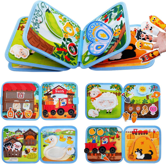 BizyKoady Toddler Busy Book for 1-3, Montessori Felt Busy Book, Busy Board for 1+ Year Old, Toddler Airplane Travel Toys, Educational Learning Activity Books, Girl & Boy Birthday Gift