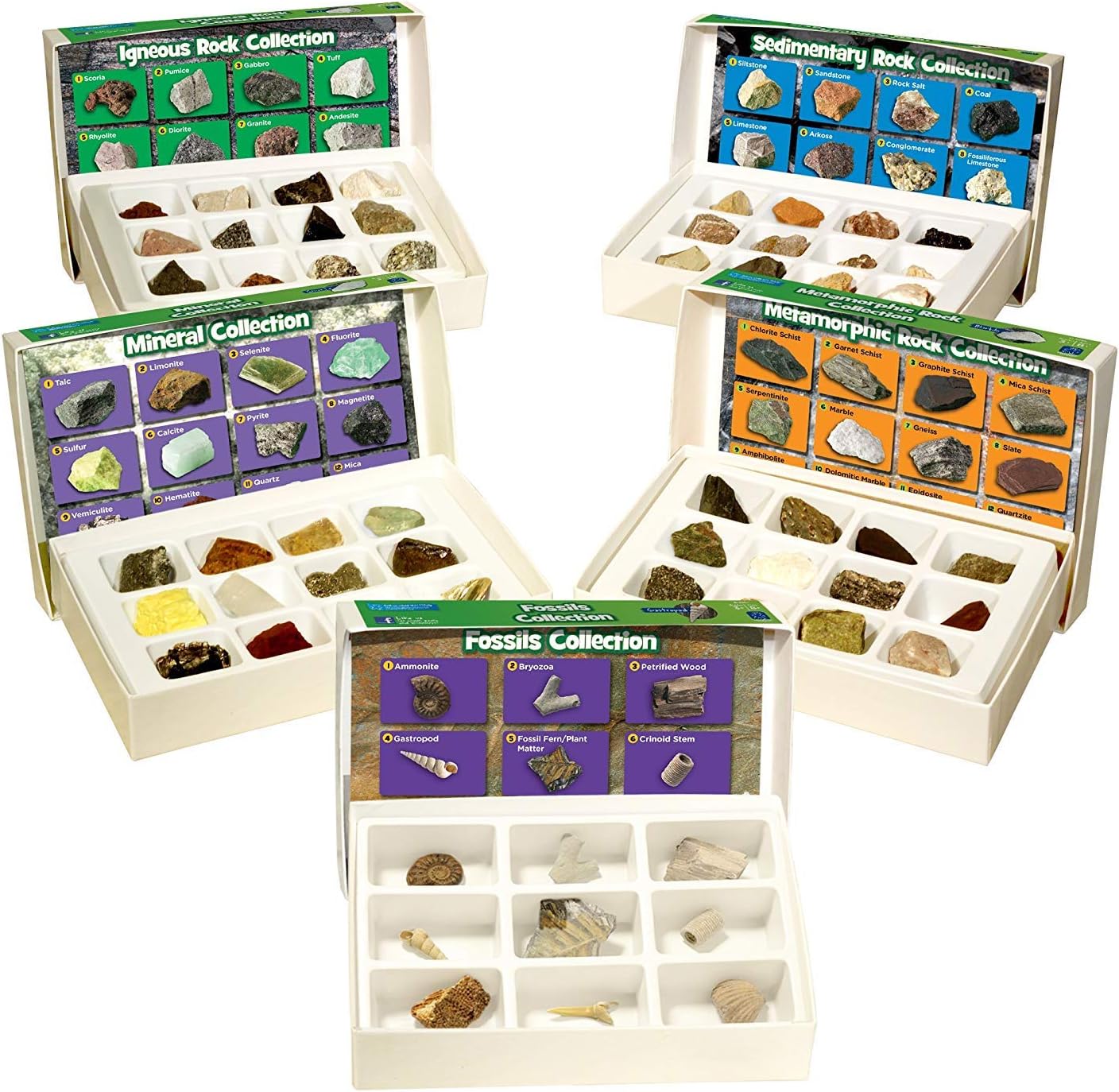 Educational Insights Complete Rock, Mineral, & Fossil Collection - Educational Science Kits for Kids, Classroom Rock Collection, Geology Kit, STEM Sets and Gifts for Boys and Girls Ages 8+