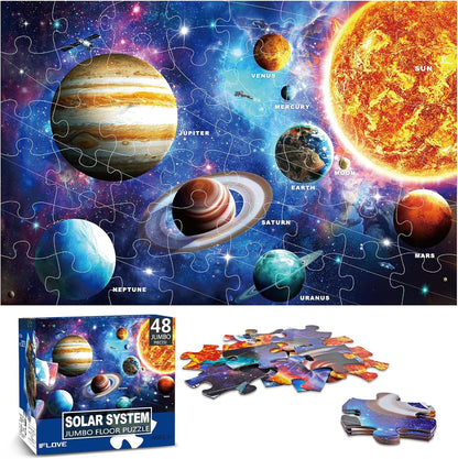 Jumbo Floor Puzzle for Kids,World Map Jigsaw Geography Puzzles,48 Piece Globe Atlas Puzzle with Continents,United States Puzzle for Ages 3-5,Preschool Learning Toys Easter Gift for 4-8 Years Old