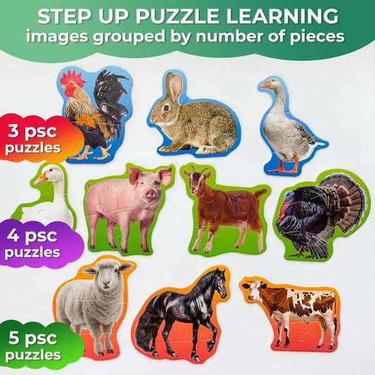 QUOKKA Toddler Puzzles Ages 2-4 - Large Floor Puzzles for Kids 3-5 - 8 Realistic Animal Shapes | Extra Thick Cardboard | Preschool Learning Game - 40 Big Piece Gift for Toddlers 1-3 Years Old