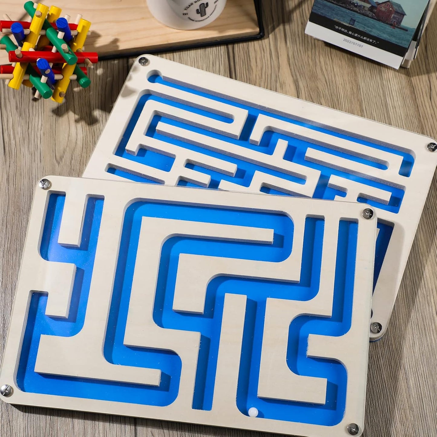 Sintuff 2 Pcs Wooden Maze Circuit Game, Dementia Activities for Seniors Elderly Alzheimers Products Maze Gifts for Alzheimer's Patients, Improving Skills and Coordination, Easy to Hard Levels