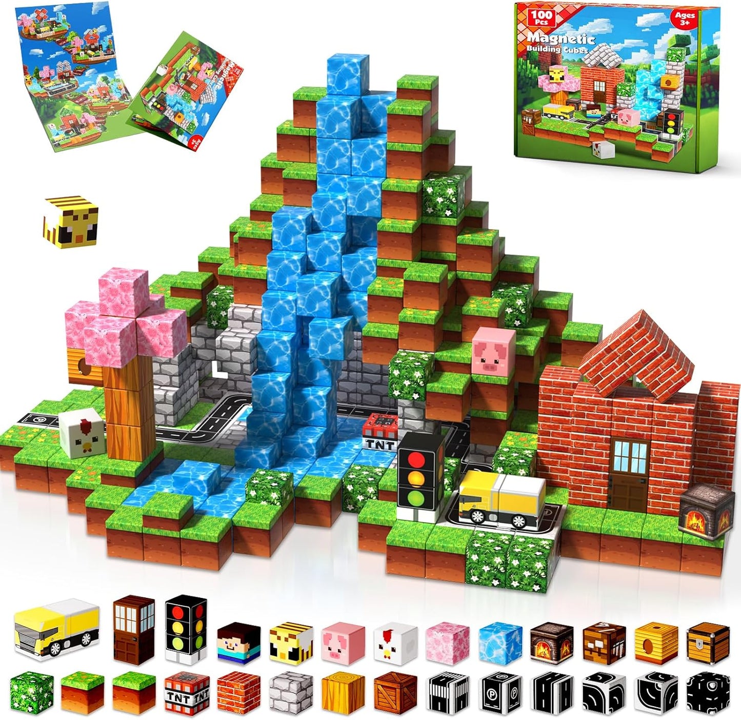 Magneverse 200 PCS 0.8in Magnetic Blocks - Magnet Toys for Kids, Magnetic Building Blocks Cubes, Stacking Magnets, School STEM Toys Birthday Gifts for Boys and Girls Age 3+ Years Old (Theme: Portal)