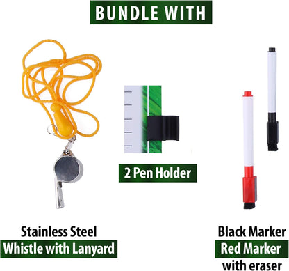 Dry Erase Coaches Clipboard - Includes Whistle and Dry Erase Markers - Double Sided Coach Whiteboard