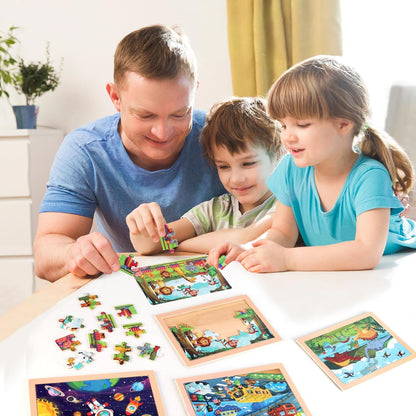 Wooden Puzzles Toys for Kids Ages 3-5, Set of 4 Packs with 20-Piece Farm, Animals Theme Wood Jigsaw Puzzles, Preschool Educational Brain Teaser Toys for Boys and Girls 3-6 Years Old.