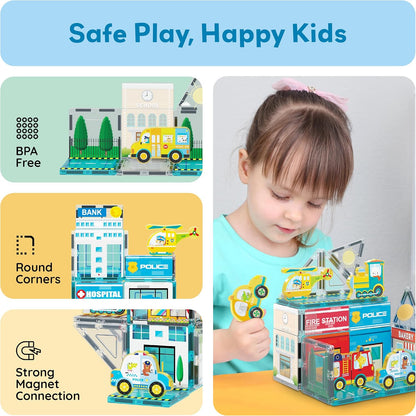 PicassoTiles Magnetic Tiles Magnet Tile Building Blocks Marine Animal World Themed Set with 8 Ocean Character Action Figures STEM Learning Toy Construction Toddlers Boys Girls Ages 3+ PTQ25