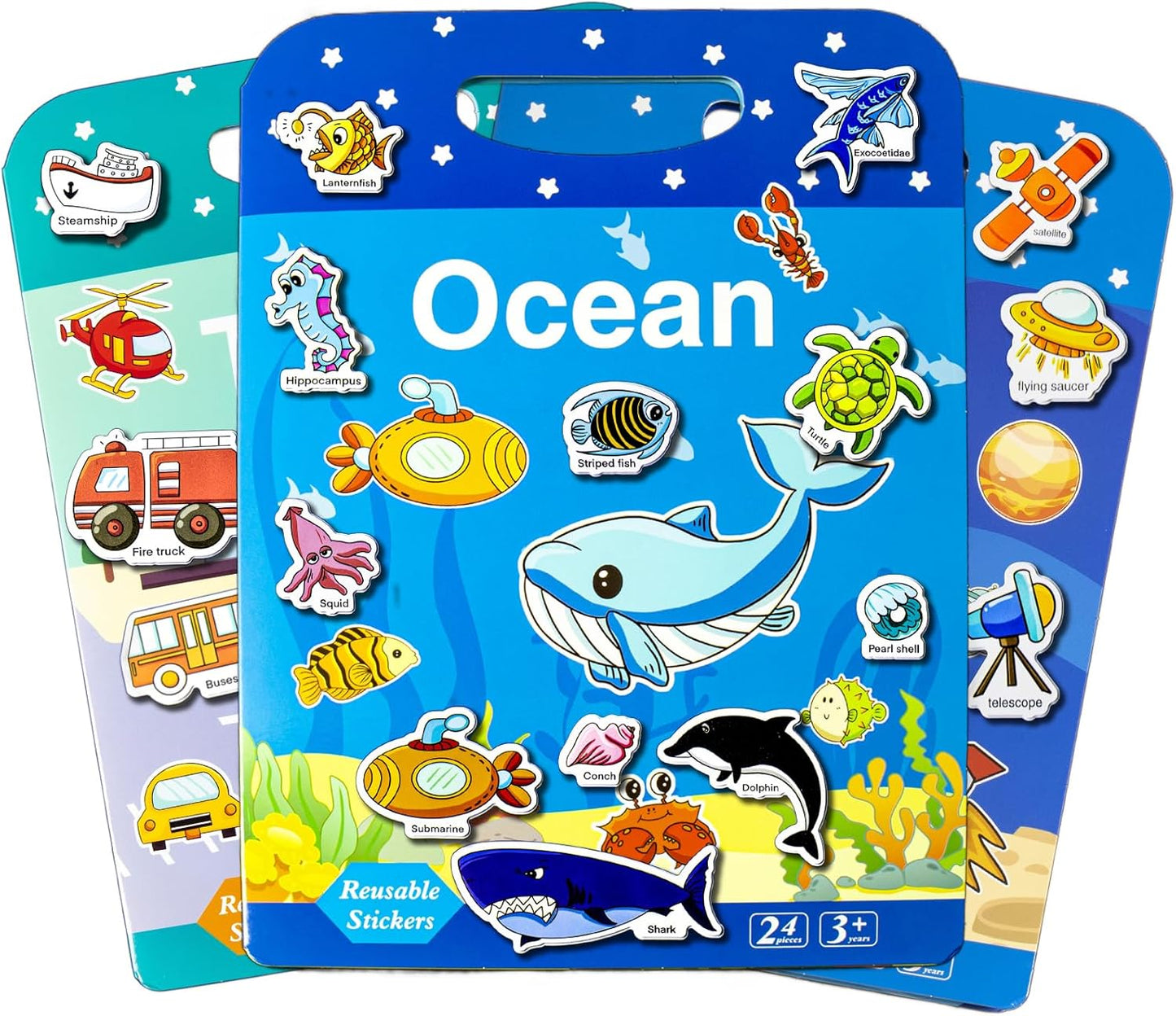 Reusable Sticker Books for Toddlers 1-3, Puffy Stickers Book for Kids Ages 2-4, Toddler Travel Activities Book Toy for Birthday Christmas - Christianity Jesus, Noah's Ark, Fairy Tales(3 Set)