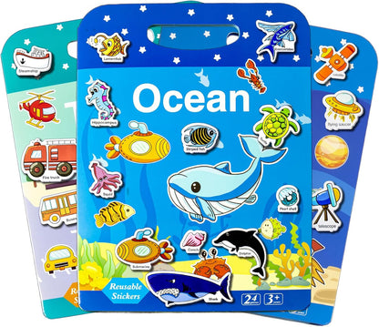 Reusable Sticker Books for Toddlers 1-3, Puffy Stickers Book for Kids Ages 2-4, Toddler Travel Activities Book Toy for Birthday Christmas - Christianity Jesus, Noah's Ark, Fairy Tales(3 Set)