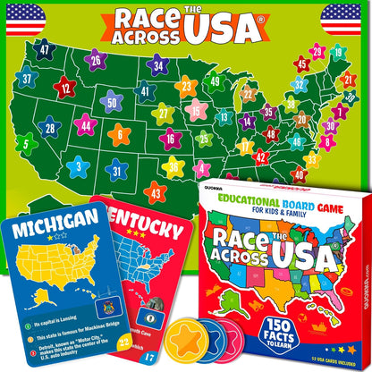 QUOKKA Board Games for Kids 8-12 - Family Games for Kids and Adults - Journey Across the World Card Game Ages 5-9 - Learn Capitals, Flags, Facts, and Map Locations with 195 World Map Cards