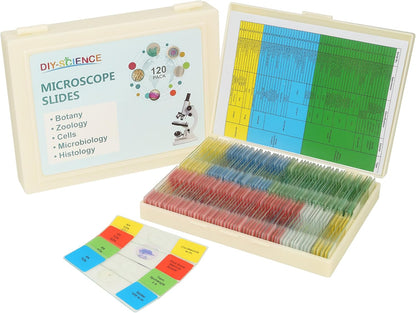 Microscope Slides with Specimens for Kids, 30 Lab-Grade Prepared Microscope Slides, Animal Plant Microbe Cells, STEM Biology Kit for Kids Ages 6-8 Homeschool, Classroom Labs & Science Education