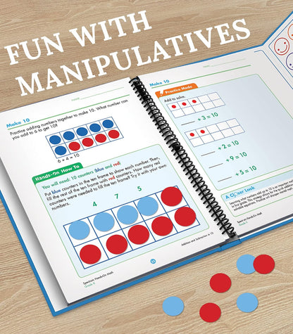 Spectrum Hands-on Math Kindergarten Workbooks, Activity Book for Kids Ages 5 to 6 With Manipulatives and Dry Erase Activities Covering Addition, Subtraction, Place Value, and More Mathematics (Volume 52)