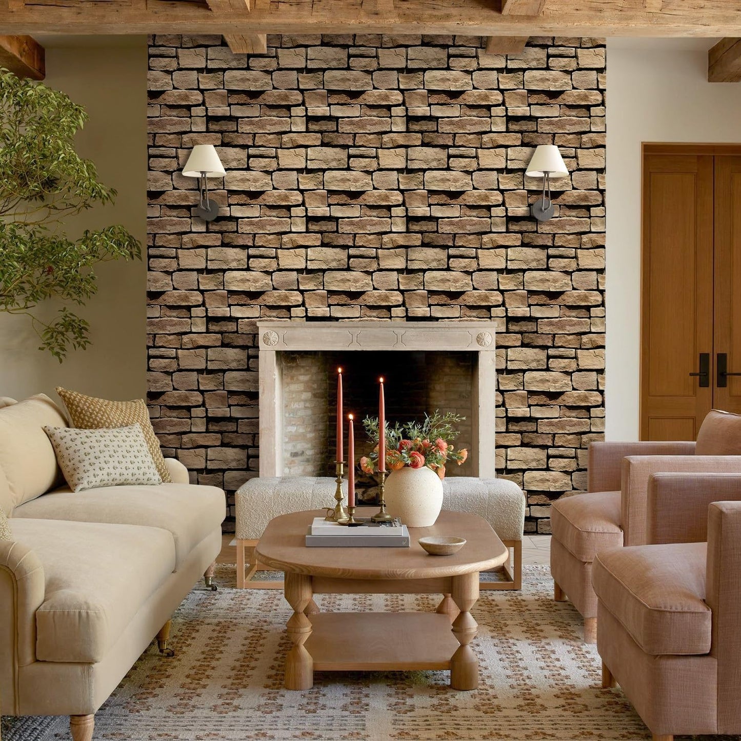 COMSTICKC 3D Faux Gray Stone Wall Sticker Peel and Stick Wall Panels,10 Pcs of 12"X12",Ultra-Light Thin PVC Decorative Tiles Rocks Stone Backsplash Interior Decor,Paintable