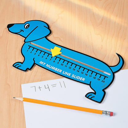 Fun Express Wiener Dog Number Line Sliders - 12 Pieces - Educational And Learning Activities For Kids