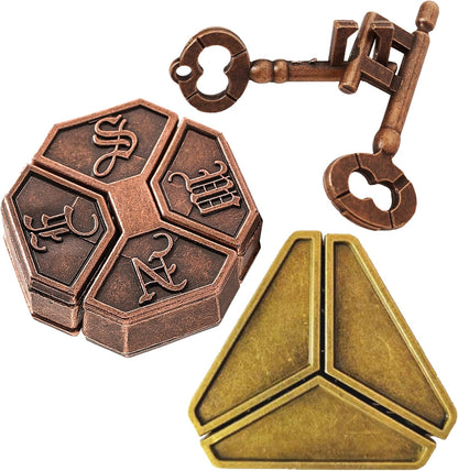 Metal Brain Teasers Puzzles for Kids and Adults 3 PCS Unlock Interlocking Puzzles IQ Logic Test Disentanglement Educational Toy for Kids Adults
