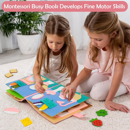 Montessori Busy Book , Felt Quiet Book for Baby, Preschool Early Learning Educational Toys for Kids Age 3 4 5 6 Years, Develops Fine Motor Skills,Toddlers Activities Toy for Airplane Car Travel