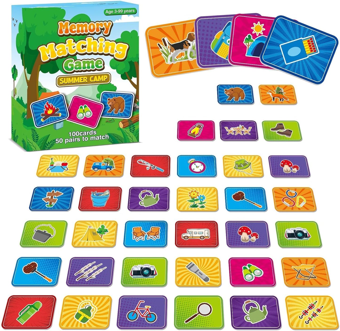 gisgfim 100 PCS Memory Matching Game Famous Paintings Concentration Memory Card for Adults Learning Educational Game A Fun & Fast Artworks Theme Matching Games
