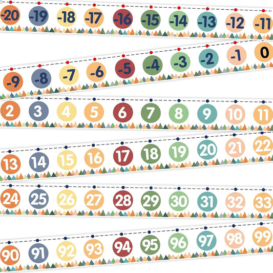 WorldBazaar Number Line Bulletin Board Border -20 to 120 Straight Border Trim for Classroom Wall Decorations Math Class Moving Mountains Decor Roll
