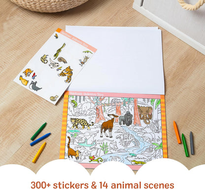 Melissa & Doug Seek & Find Sticker Pad – Animals, 400+ Stickers & 14 Scenes to Color, Search & Find Sticker Activity Pad for Coloring & Matching, Creative Learning Toys for Kids 4+ - FSC Certified