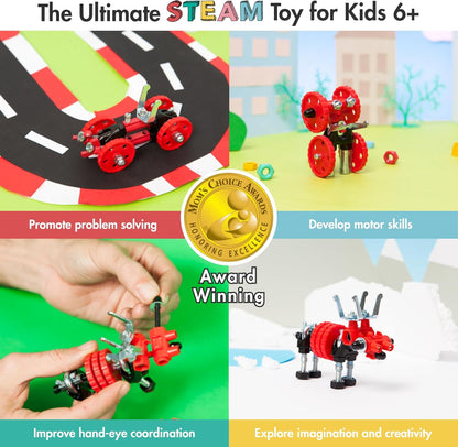 The Off Bits Erector Set: Animal Mini STEM Toys for Kids 6+, Toy Building Sets with Nuts & Bolts, STEM Building Toys Gifts for Boys and Girls (Blue Elephant)