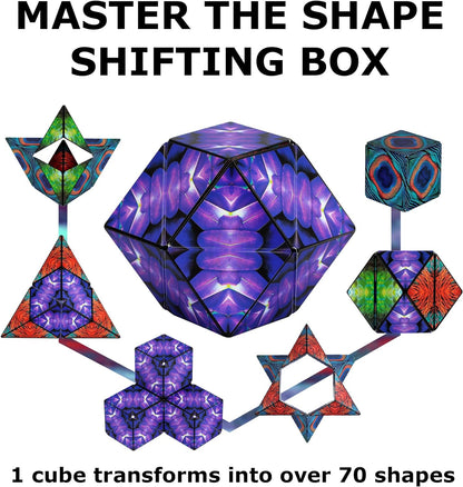 Shashibo Shape Shifting Box - Award-Winning STEM Fidget Toy with Ultra Strong Magnets - Puzzle Cube Transforms Into 100+ Shapes, Perfect Sensory Gift for Kids, Teens, and Adults (Blue Planet)